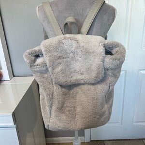 Gray Faux Fur Backpack